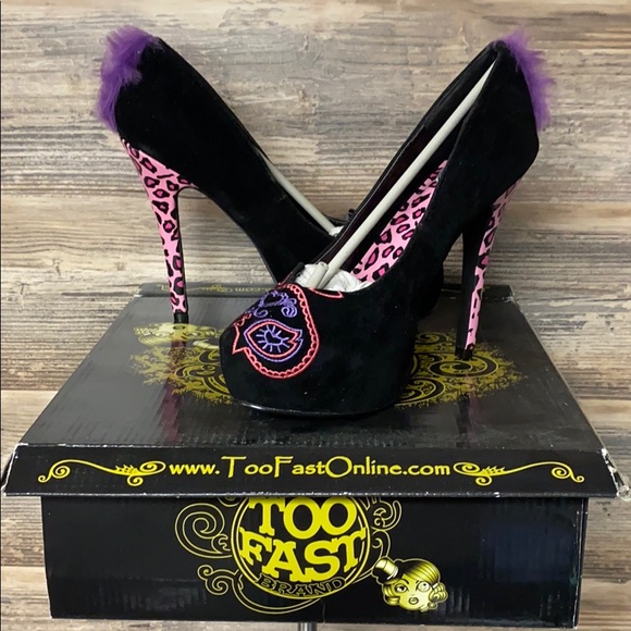 Too Fast Shoes - Too Fast Leopard Kitty Heel NIB